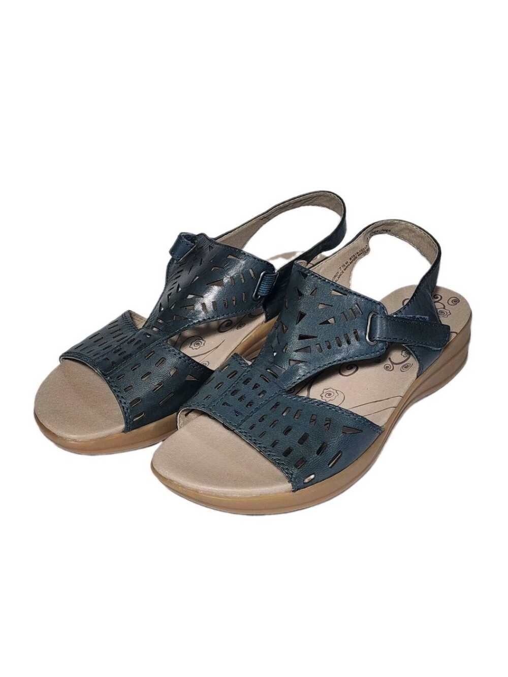 Bare Traps Jordy Sandals Women's Size 7.5 Leather Dk Blue Strapback EUC Sandal